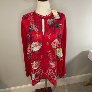 NWT Johnny Was XXL Marcia Blouse Tunic Alondra Savvy Red Embroidered **READ**